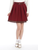 リボンベルト付配色SK50丈/ワイン