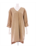 Vネックリボン袖ワンピース/ネイビー