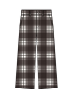 OMBRE CHECK WIDE-LEG PANTS/ホワイト