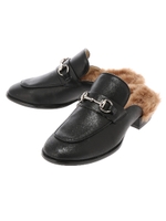 【BAILA掲載】ファーMixローファー/ブラック