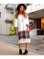 【anap mimpi】エスニックフリンジワンピース/WH