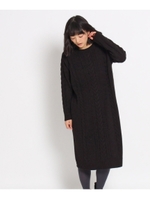 ケーブルニットワンピース/ブラック(019)