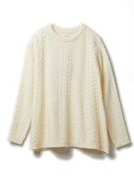 ケーブルフレアニット/ホワイト