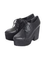 チャンキーヒールレースアップシューズ/ブラック