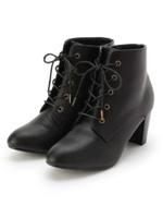 【クッション性UP】レースアップショートブーツ/ダークブラウン(943)