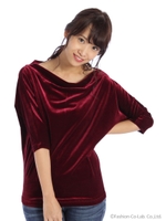 2wayオフショルベロアカットソー/ネイビー