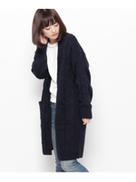 ケーブル編みロングニットカーディガン/キャメル(041)