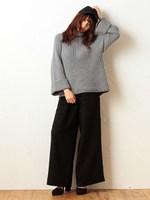 シャギーフロントタックパンツ/ライトグレー