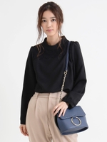 ハイネックレース付ブラウス/ボルドー