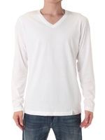 【AZUL by moussy】オーガニックコットン天竺Vネック長袖T/T.GRY