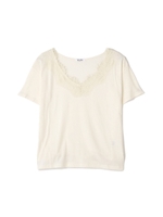 胸元レースカットソー/グレー(020)