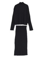 ハイネックリブニットセットアップ/ブラック