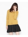 パールビジュー釦付きニットカーディガン/マスタード(033)