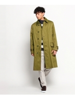 フィンクスサテン ステンカラーコート/オリーブグリーン(026)