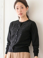 フロントレースカーディガン/ブラック