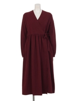 ラップロングワンピース/グレー