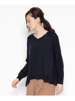 肩レースVネックニット/キャメル(041)