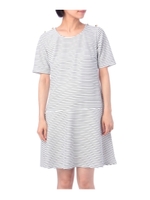 鹿の子ボーダーフレアワンピース/ホワイト(302)