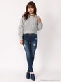 スーパーストレッチダメージスキニーパンツ/ネイビー