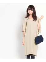 ハンギングスリーブワンピース/ライトベージュ(051)