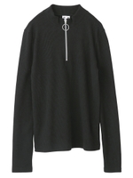WAFFLE ZIP UP TOP/アッシュ
