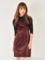 ベロアタイトワンピース/ブラック