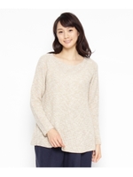 ホールガーメントフレアメランジニット/ライトベージュ(051)