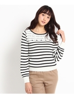 レース切り替えニットプルオーバー/ベージュ(352)