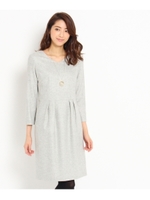 [L]ツイード切り替えワンピース/ライトグレー(011)