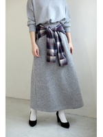 【AZUL by moussy】シャツ腰巻き風ロングスカート/T.GRY