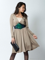 ウエストスパングルドレス[DRESS]/ベージュ
