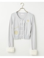 【LIZ LISA】☆17th Anniversary☆袖ファー刺繍カーディガン/ブルー