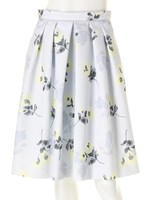 シャドーフラワータックフレアスカート/ライトブルー