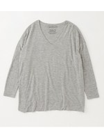 レーヨンリネン二重Vネックトップ/GRAY
