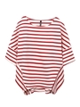 STRIPED DROP SHOULDER TOP/レッド