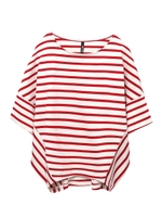STRIPED DROP SHOULDER TOP/レッド