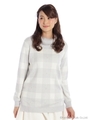 ミルキーチェックオフタートルチュニックニット/グレー系
