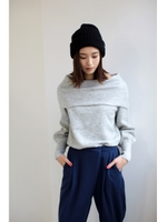 【AZUL by moussy】ワイドオフショル長袖ニットプルオーバー/O/WHT