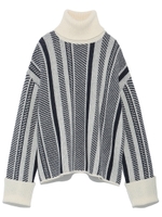 ジャガード編み柄タートルニット/GRY