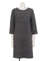 ニットツイードサックOP/ネイビー