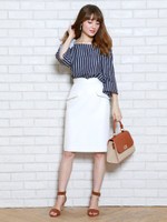 Backレースアップタイトスカート/ライトグレー