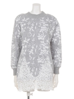 【chille anap】オーバーレースニットチュニック/GRY