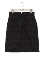 レースアップタイトスカート/ブラックチェック