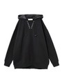 レースアップフードワンピース/ブラック