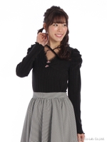 花モチーフ付フロントクロス×リブTOPS/ピンク