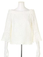 オフショルレースブラウス/ライトブルー