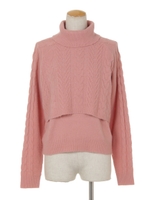 ケーブルレイヤードニットプルオーバー/オフホワイト