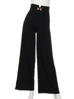 コルセット風ビットワイドパンツ/グレー