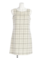 シャギーチェックAラインワンピース/ネイビー