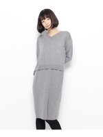 フェイクレイヤードニットワンピース/グレー(012)